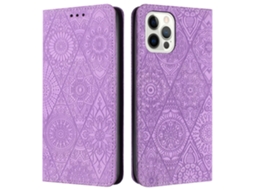 Capa Em Couro Pu Com Suporte Para Apple Iphone 16 Pro Max - Roxo
