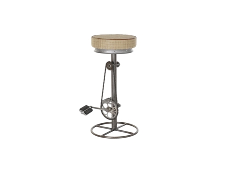 Banqueta DKD Home Decor Prateado Metal Marrom claro Rotim (44 x 41 x 82 cm)