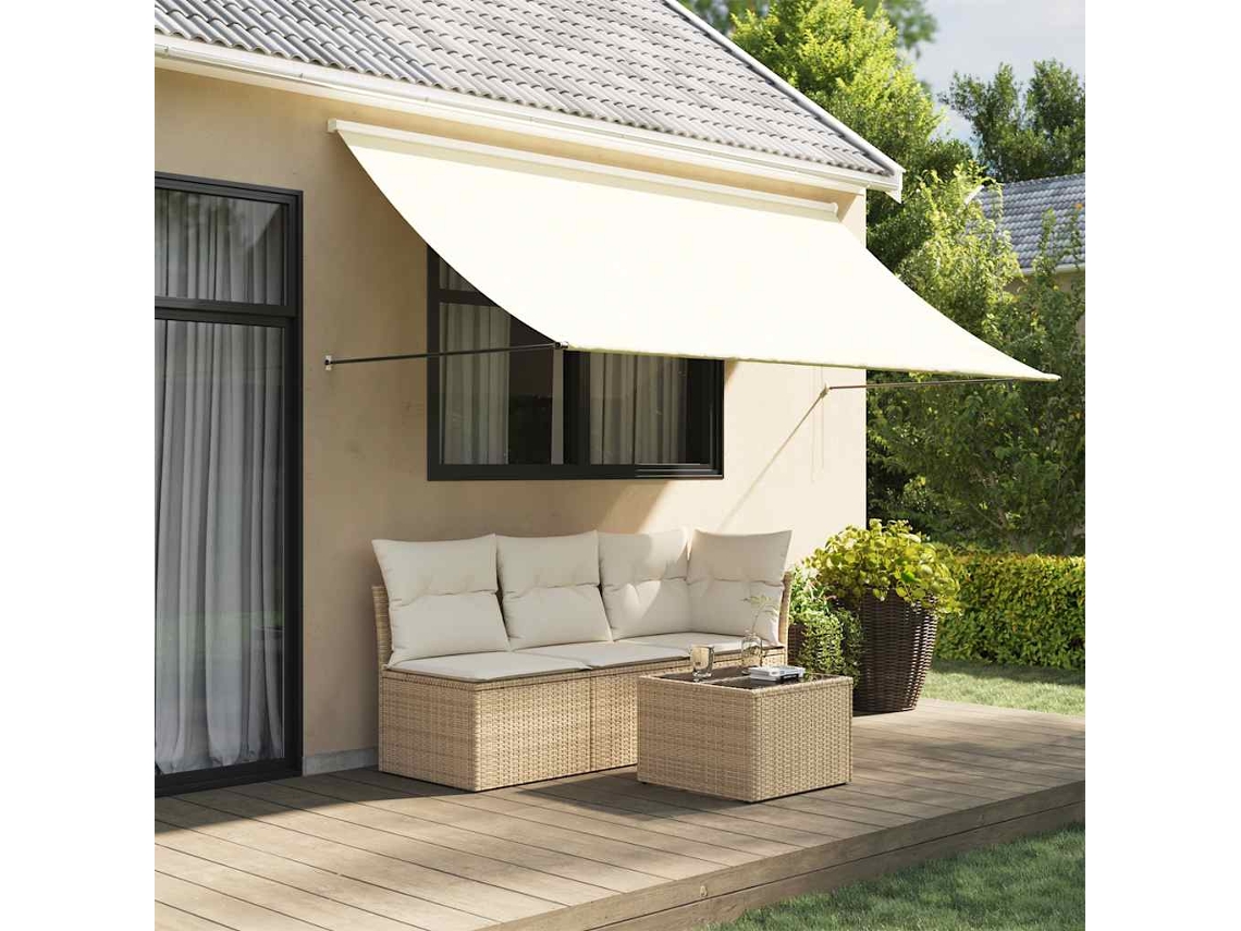Vidaxl Toldo Retrátil 300x150 Cm Tecido E Aço Cor Creme