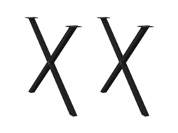 Vidaxl Pés Para Mesa De Jantar Em Formato De X, 2 Peças, Preto, 90x (72-73) Cm, Aço