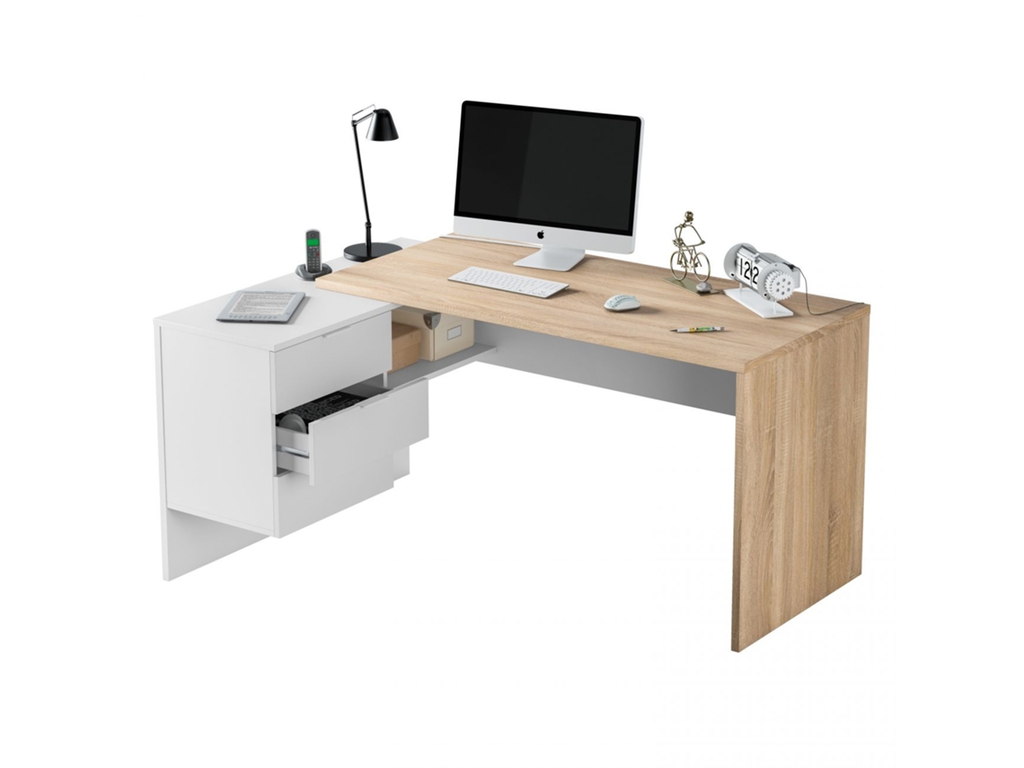 Mesa de escritório Buc Artik White (Branco mate) - Carvalho canadiano 145 x 73 x 102 cm