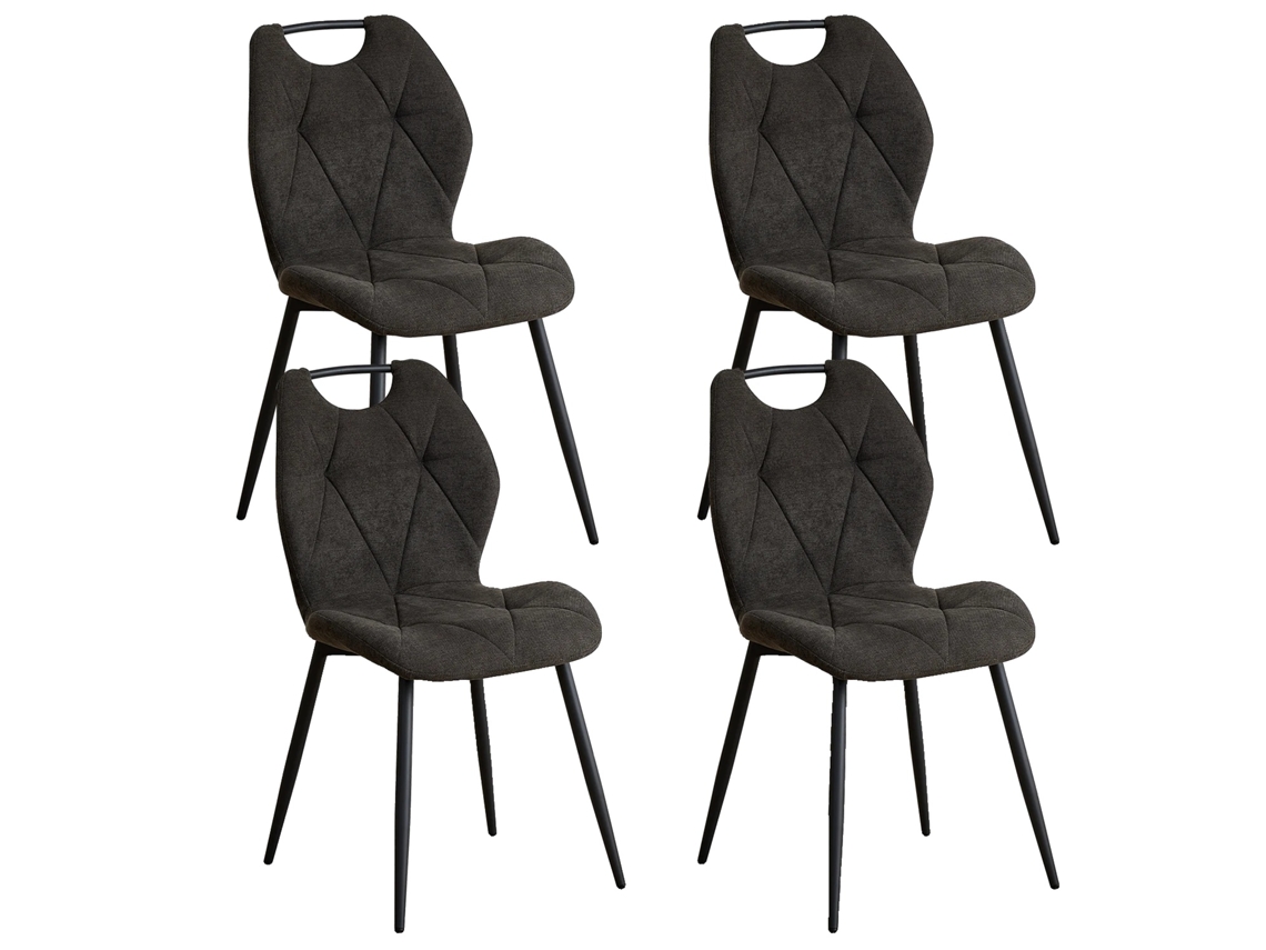 Cadeira De Jantar, Veludo Confortável, Design Moderno Minimalista, 4pcs Preto