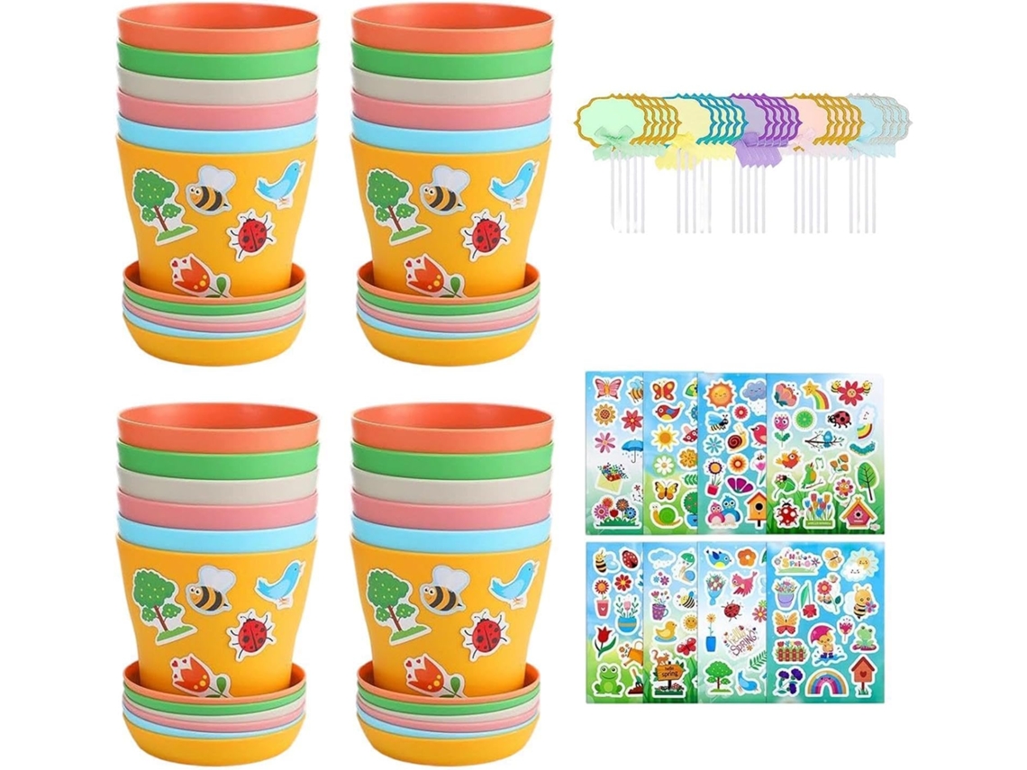 Kit De Artesanato Com Vaso De Jardim Genérico De 4 Peças – Lembrancinhas Educativas Para Festas