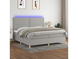 Vidaxl Cama Box Spring C/ Colchão E Led 200x200 Cm Tecido Cinza-claro