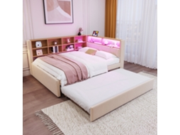 Sofá-cama 140x200 - Com Cama Extra 90x190 Cm - Com Tomada Usb - Vários Espaços De Arrumação - Cama Estofada - Bege (colchão Não Incluído)