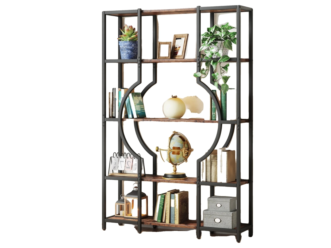 Estante, Design De 5 Andares, Estética Elegante, Marrom
