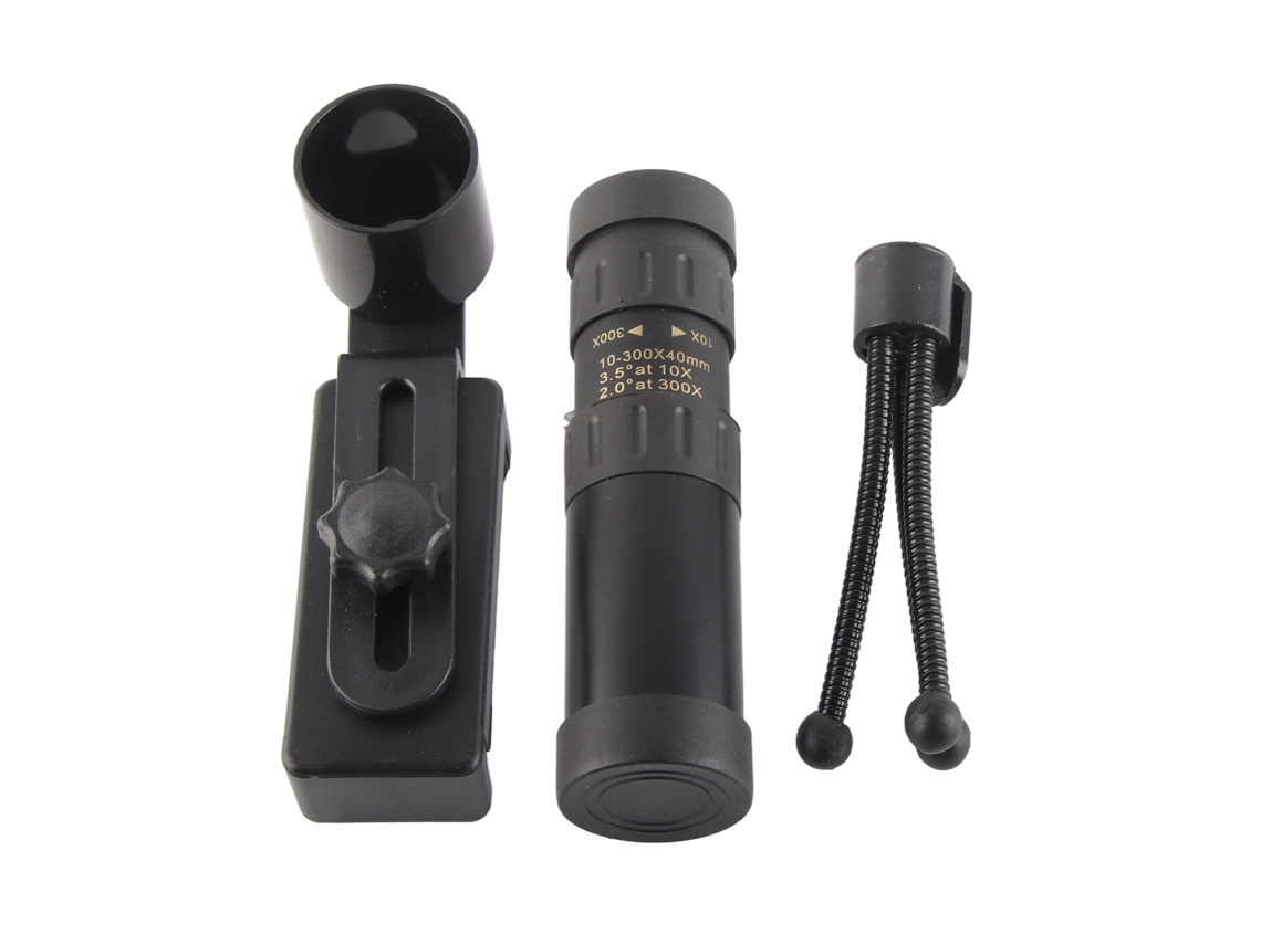 Telescópio Monocular Compacto e À Prova D'água com Zoom de 10, 300x40mm, Suporte para Smartphone e Tripé Caminhadas BRILVIBERA