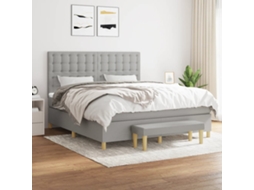 Vidaxl Cama Com Molas/colchão 160x200 Cm Tecido Cinzento-claro