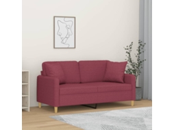 Vidaxl Sofá 2 Lug. + Almofadas Decorativas 140cm Tecido Vermelho Tinto