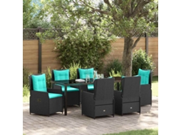 Vidaxl Conjunto De Jantar Para Jardim 7 Unid. Preto Rattan Sintético