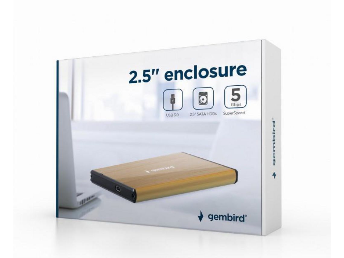 Gembird Ee2-U3S-3-Gl Caixa para Discos Rígidos Caixa de Disco Rígido Dourado 2.5"