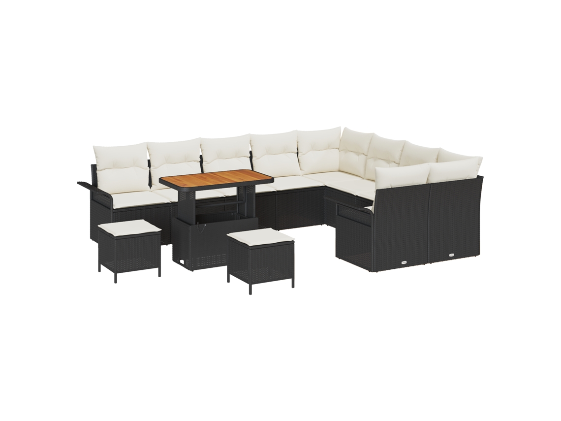 Conjunto 12 Móveis De Jardim Vidaxl Preto Vime Pe (297.4 X 234 X 85 Cm)