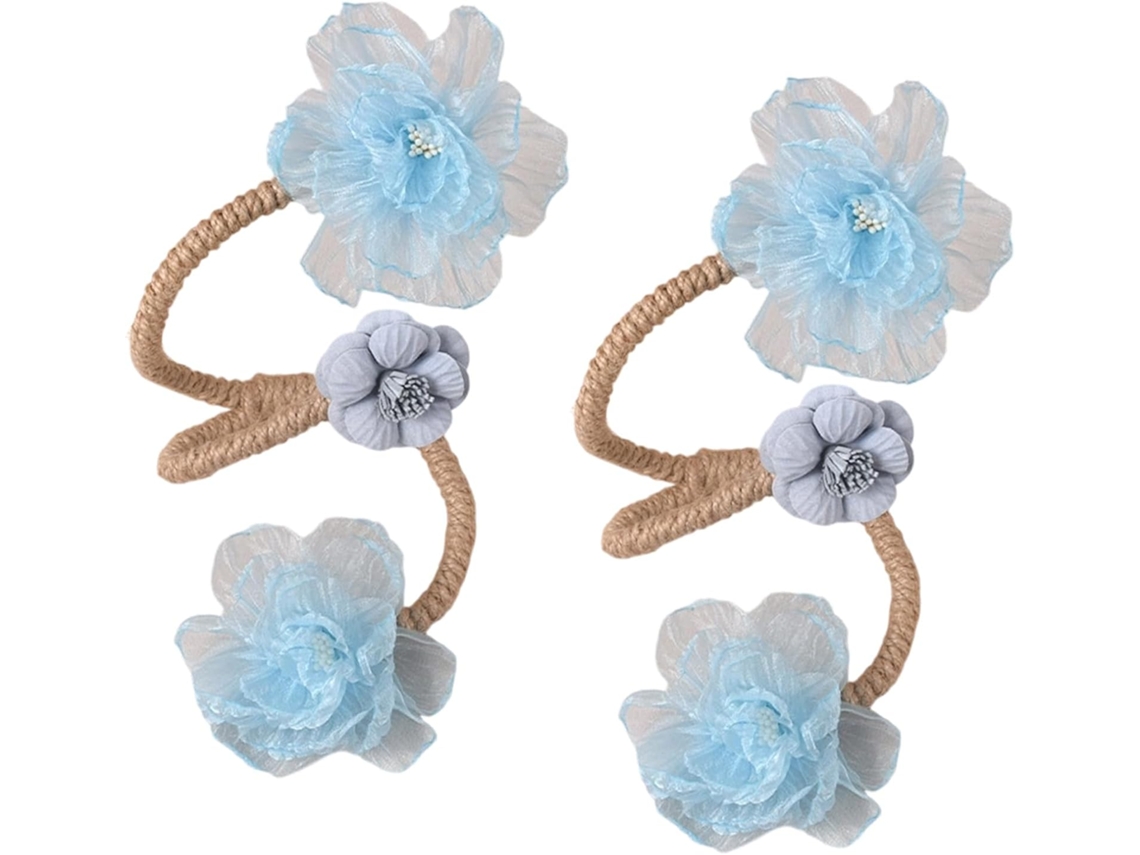 Conjunto De 2 Elegantes Prendedores De Cortina De Arame Com Flores Artificiais Para Quarto