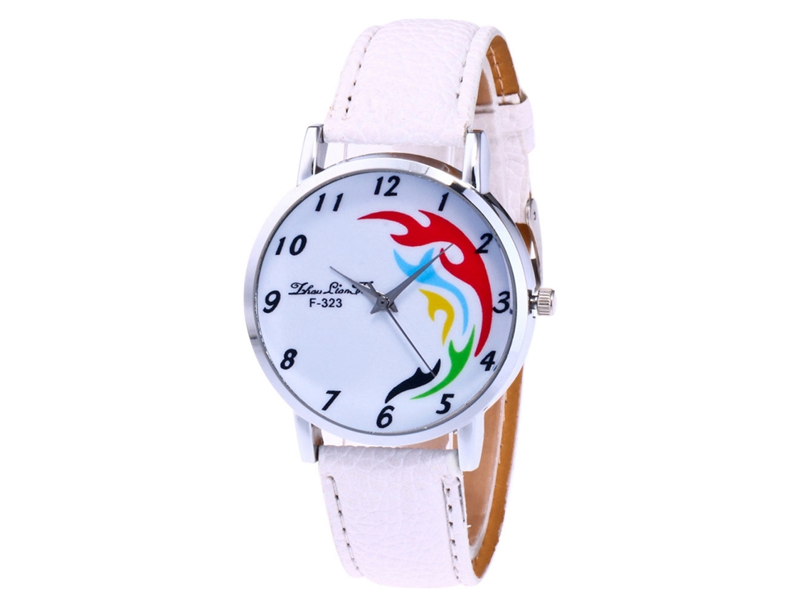 Relógio de Pulso Analógico de Quartzo com Pulseira de Pu Estilo Fashion e Mostrador Redondo (branco)