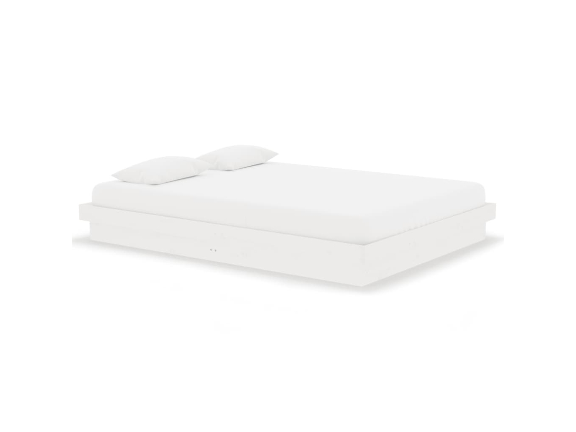Estrutura de Cama 140x190 Cm Madeira Maciça Branco MAISON EXCLUSIVE