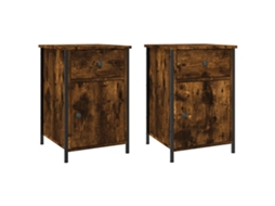 Conjunto de Mesas de Cabeceira 2pcs Derivados de Madeira Carvalho Fumado MAISON EXCLUSIVE (40x42x60 cm)