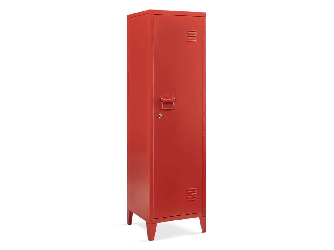 Cacifo Individual Kurikka Com 2 Prateleiras Metal 137x38x38 Cm Vermelho [EN.CASA]