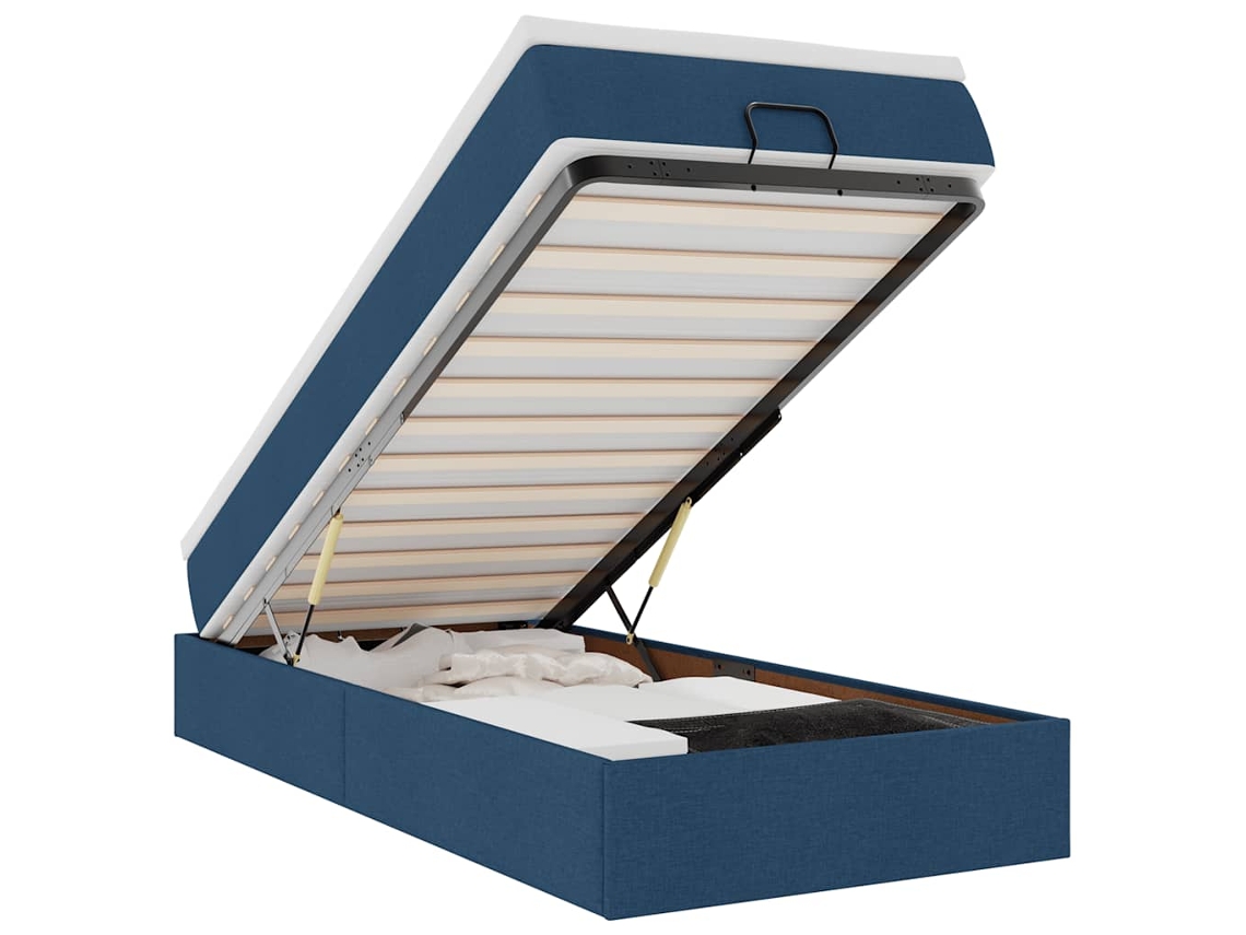 Estrutura de Cama Otomana com Colchão Tecido Azul 90x190 cm MAISON EXCLUSIVE