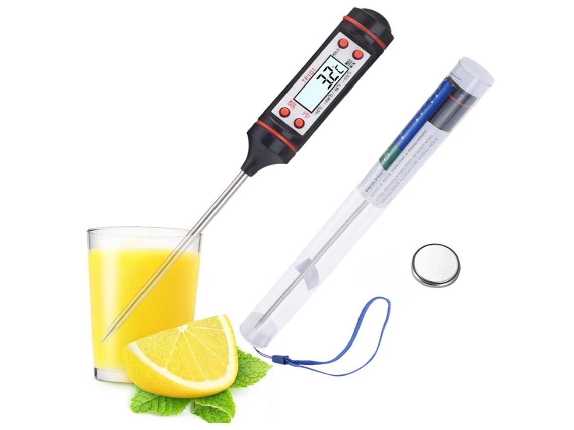 Termômetro de Caneta para Alimentos com Sonda Eletrônica e Visor Digital Líquidos, Churrasco Óleo Cozinha. AQUAFORGE