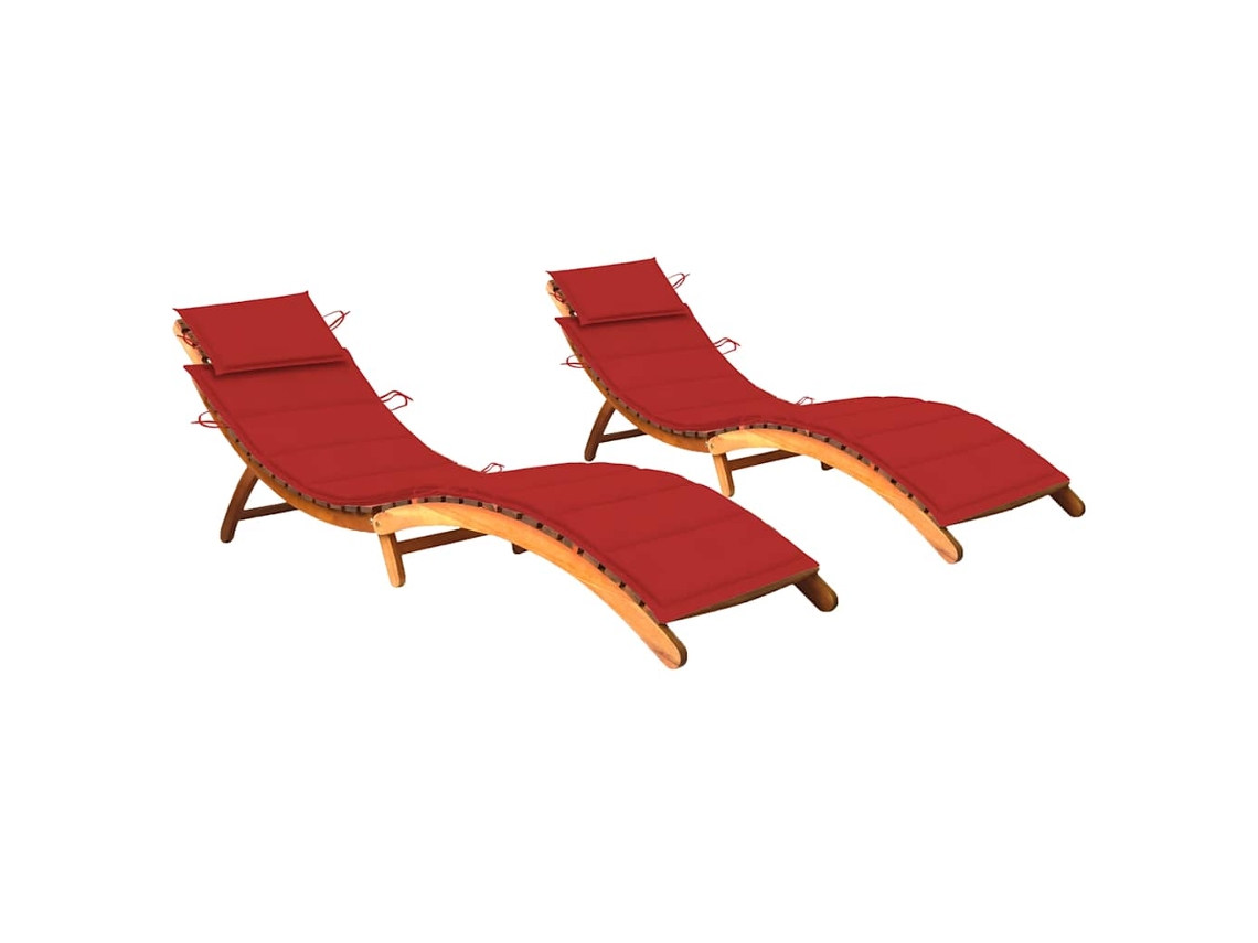 Vidaxl Espreguiçadeiras Com Almofadões 2 Pcs Madeira De Acácia Maciça
