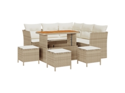 Conjunto 9 Sofá De Jardim Vidaxl Bege Vime Pe (110 X 55 X 71 Cm)