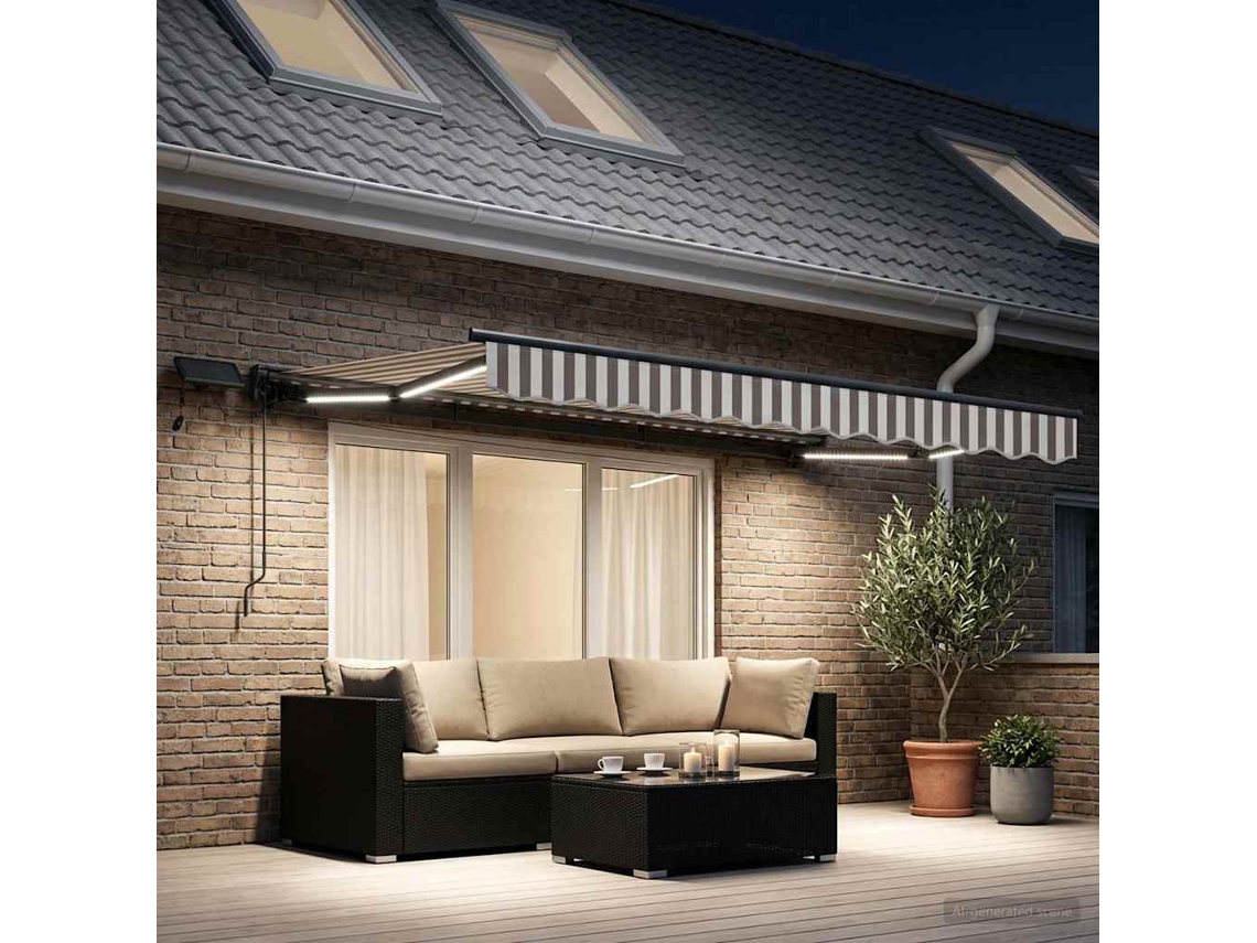 Vidaxl Estrutura De Toldo Manual Com Leds 3,5 X 2 M