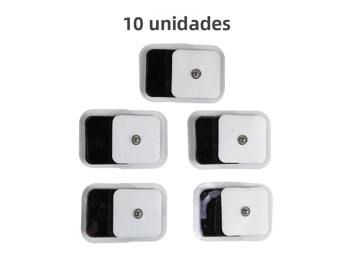 Pacote de Substituição com Eletrodos Adesivos de Tecido Não Tecido, 4x4 Cm, com Encaixe por Pressão. MDUG (10 Unidades Brancas)
