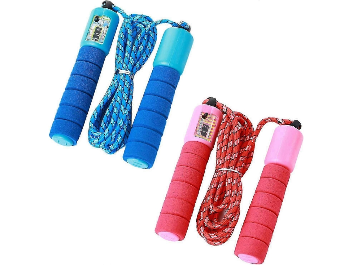 Corda De Pular Para Crianças Pacote Com 2 Cordas De Pular Com Contador E Alça Confortável Aquaforge (azul E Vermelho)
