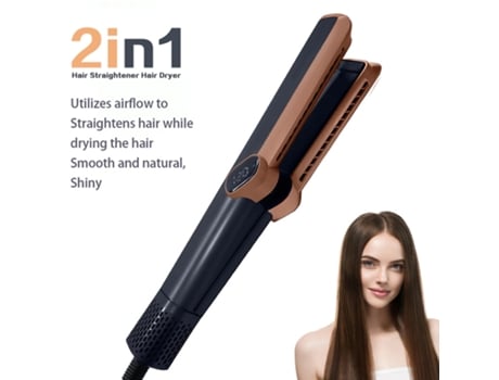 2in1 Professional Hair Straightener Secador de cabelo Wet Dry Straightener Fluxo de ar intuitivo com ar LCD Displa