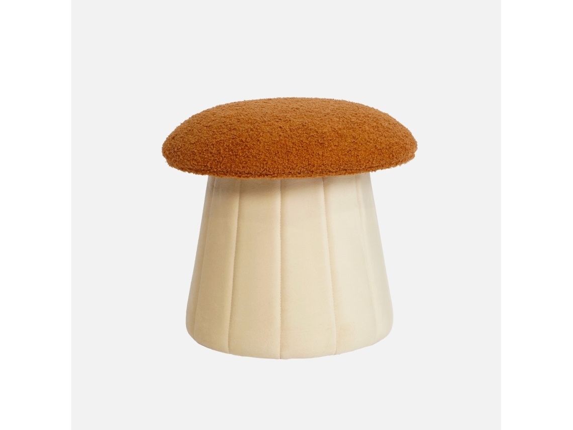 Puf infantil Veludo em formato de cogumelo com espaço de armazenamento, cor terracota.
