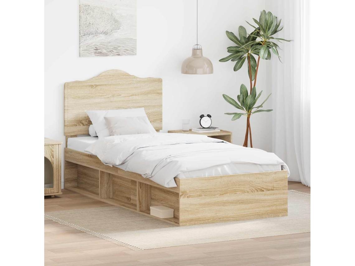 Vidaxl Estrutura da Cama com Cabeceira Carvalho Sonoma 75 X 190 Cm