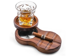 Bandeja Giratória Nova Line para cigarros e whisky, de madeira, presente para homens