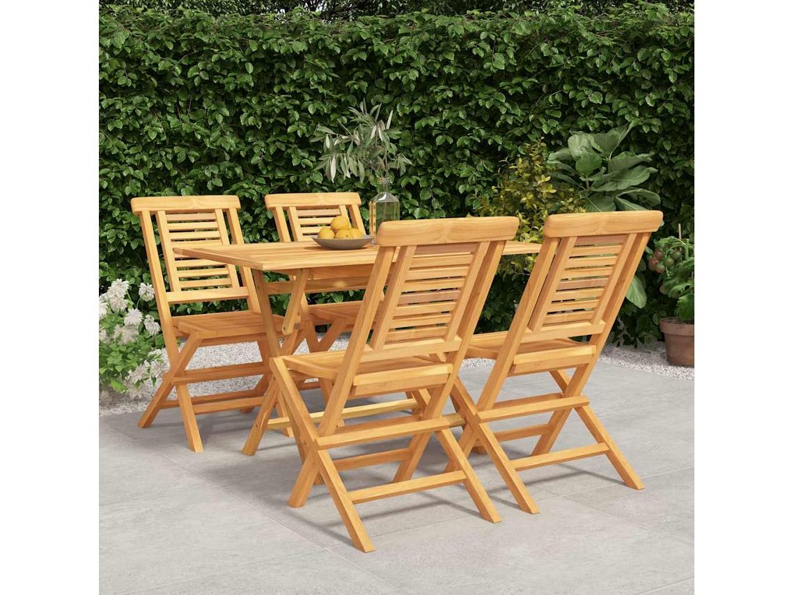 Vidaxl 5 Pcs Conjunto De Jantar P/ Jardim Madeira De Teca Maciça