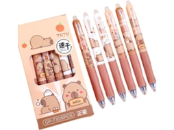 Canetas Em Gel Fofas – 6 De Tinta Capivara, Caneta Formato Animal