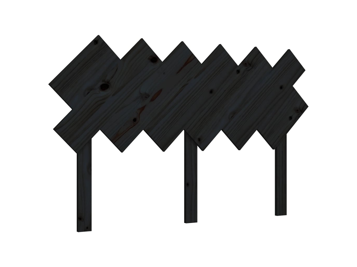 Cabeceira de Cama 132x3x81 Cm Pinho Maciço Preto MAISON EXCLUSIVE
