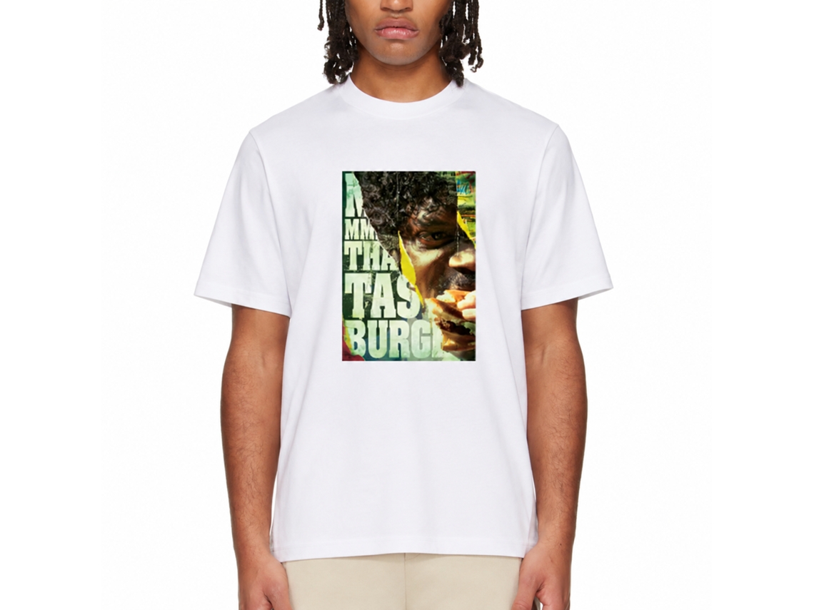 Rockinstone Men's T-shirt Pulp Fiction Kahuna Burger Graphic Print Tee White Size:l