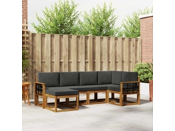 Vidaxl Conjunto De Sofás Para Exterior 6 Unid. Natural E Antracite
