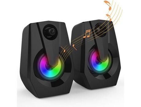 Alto-Falante Multimídia Led Colorido 9015 Preto TUSERXIN