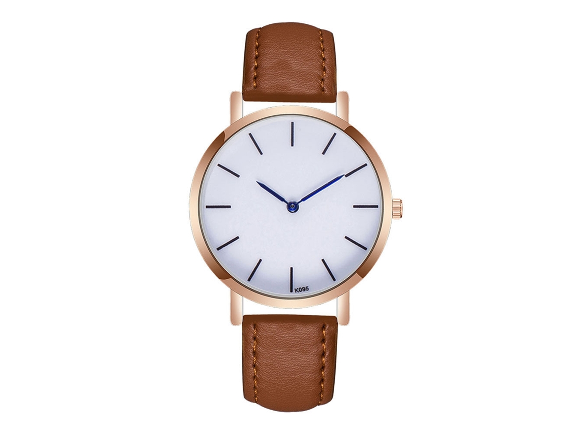 Reloj De Cuarzo Masculino Con Correa De Cuero Pu, Dial Escala Y Agujas Azules, Moda (café Claro)