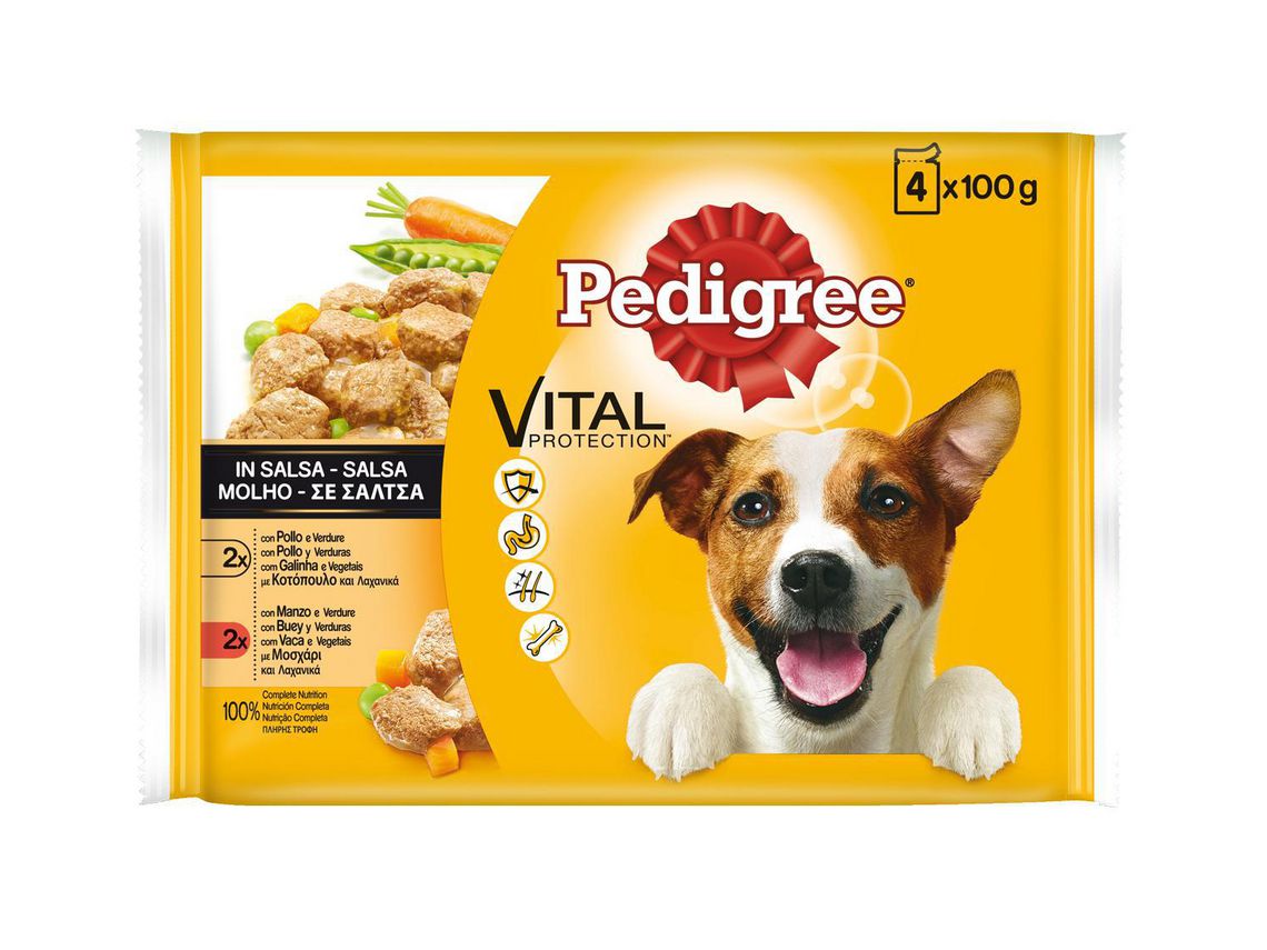 Comida Húmida para Cães PEDIGREE Sabor a Galinha e Vaca com Legumes em ...
