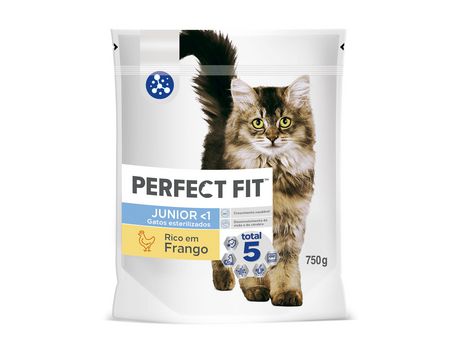 PERFECT FIT Ração para Gatos Esterilizados Júnior sabor Galinha 750 g