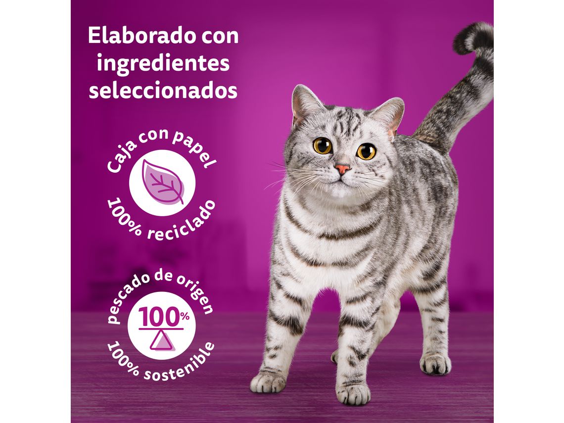 Comida Húmida para Gatos Adultos WHISKAS Pure Delight Seleção Peixes em ...