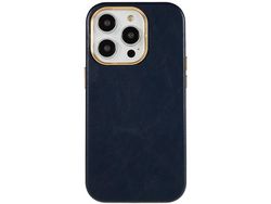 Capa para iPhone 14 Pro Pele Sintética Azul