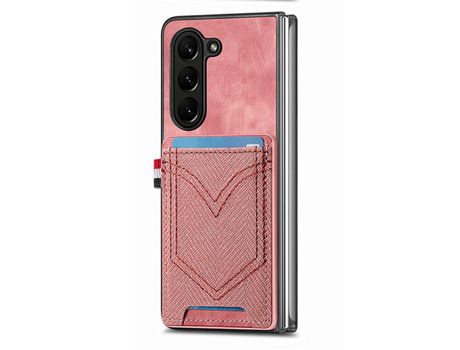 Capa para Samsung Galaxy Z Fold 5 5G JUNSUNMAY com Porta-Cartões Rosa