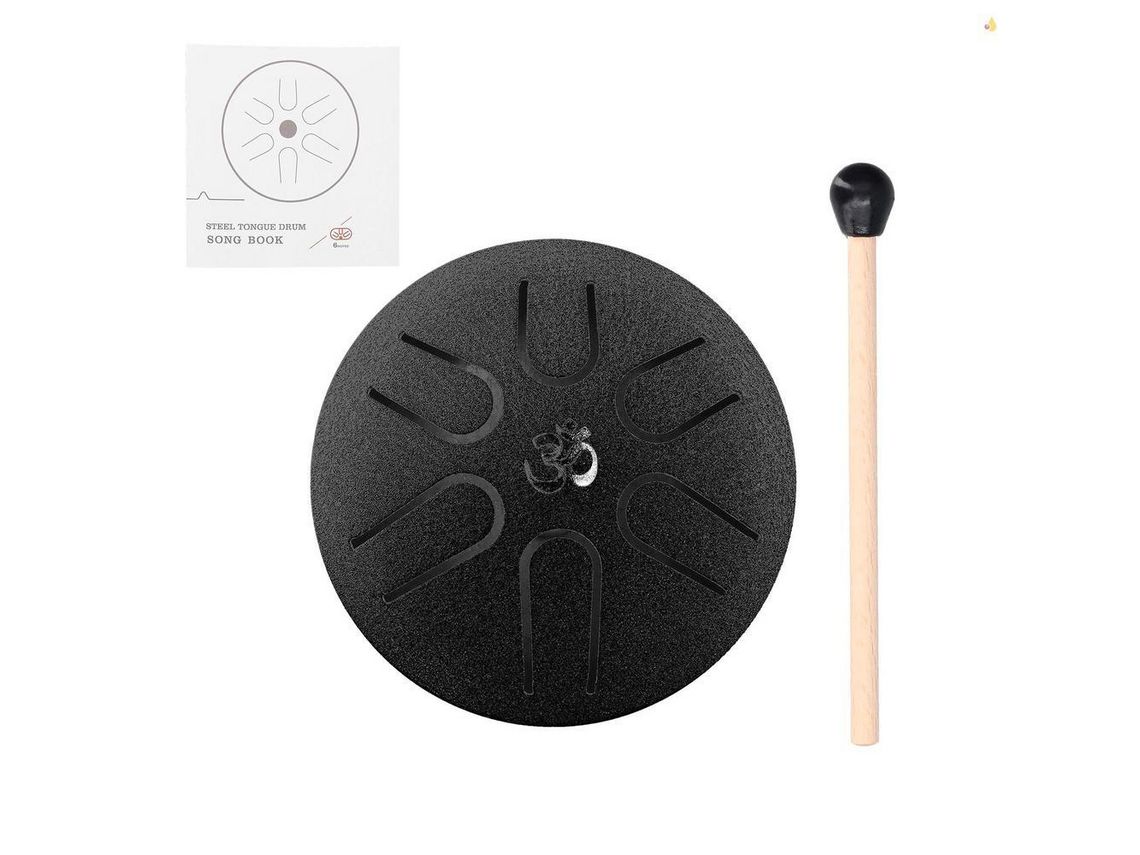 Mini Tambor Tongue Drum de Aço 6 Tons Preto