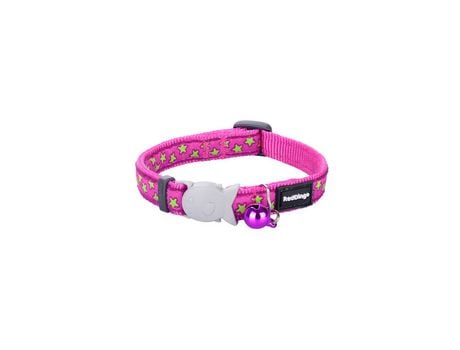Coleira para Gato Red Dingo Stars Lime on Hot 20-32 cm Cor de Rosa