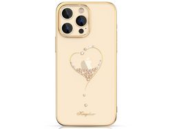 Capa para iPhone 14 Pro Max KINGXBAR Pele Sintética Anti-Choque Anti-Riscos Dourado