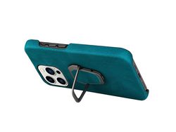 Capa para iPhone 14 Pro Max Pele Sintética com Anel de Suporte Verde