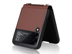 Capa com Cordão para Samsung Galaxy Z Flip 3 5G Castanho