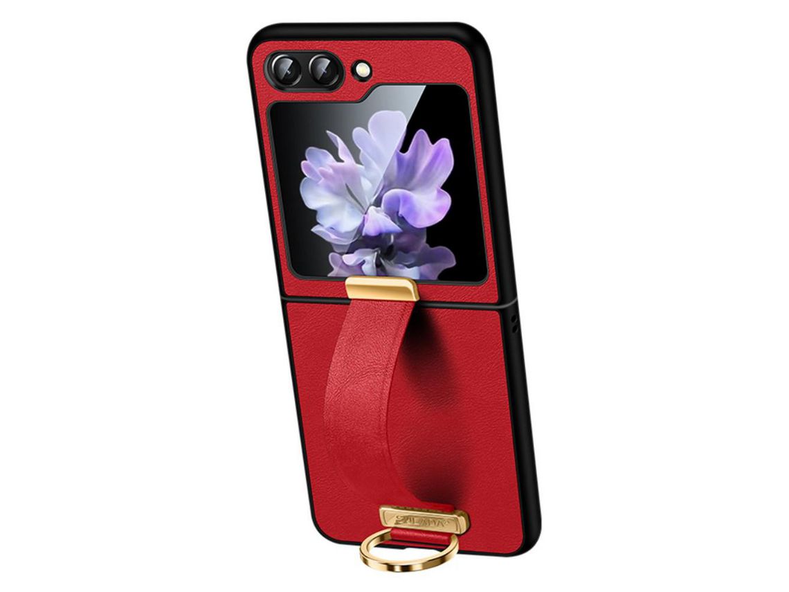 Capa para Samsung Galaxy Z Flip 5 5G SULADA Pele Sintética Vermelho